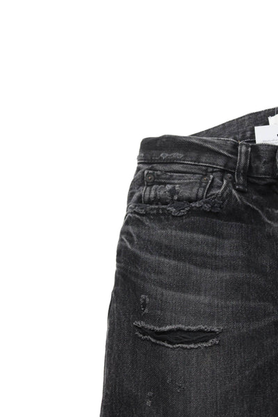 Moussy Women Boyfriend Dark Gray Jeans High Rise Button Size 24