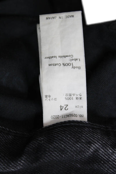 Moussy Women Boyfriend Dark Gray Jeans High Rise Button Size 24