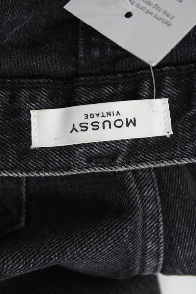 Moussy Women Boyfriend Dark Gray Jeans High Rise Button Size 24