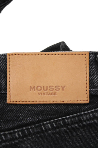 Moussy Women Boyfriend Dark Gray Jeans High Rise Button Size 24