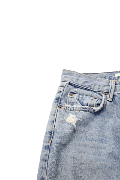 Grlfrnd Women Boyfriend Mom Jeans Light Blue Mid Rise Button Size 23