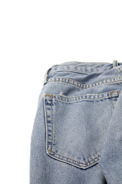 Grlfrnd Women Boyfriend Mom Jeans Light Blue Mid Rise Button Size 23