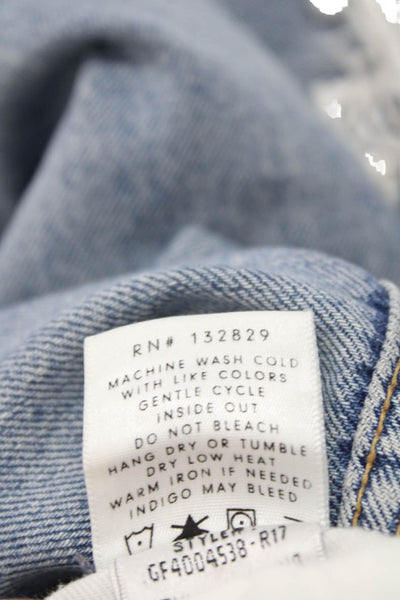 Grlfrnd Women Boyfriend Mom Jeans Light Blue Mid Rise Button Size 23
