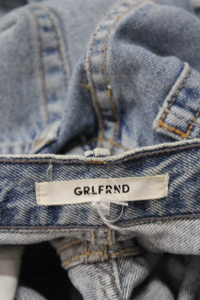 Grlfrnd Women Boyfriend Mom Jeans Light Blue Mid Rise Button Size 23