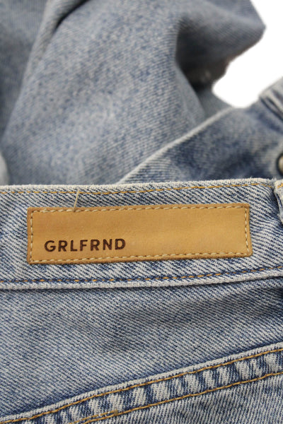 Grlfrnd Women Boyfriend Mom Jeans Light Blue Mid Rise Button Size 23
