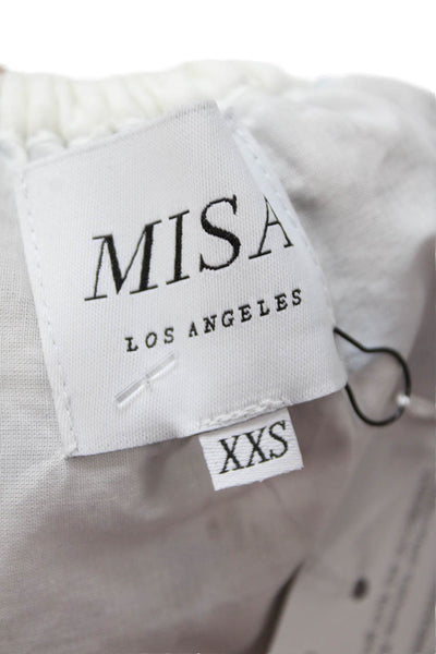 Misa Women Cropped Sleeveless Blouse White Aztec Cotton Size 2XS