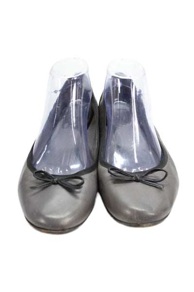 Saks Fifth Avenue Women's Round Toe Bow Slip-On Ballet Flats Shoes Gray Size 5