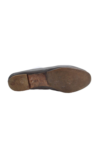 Saks Fifth Avenue Women's Round Toe Bow Slip-On Ballet Flats Shoes Gray Size 5