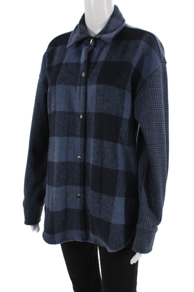 Steve Madden Mens Black Plaid Snap Collared Button-Up Jacket Long Sleeve Size S