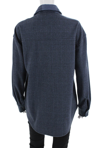 Steve Madden Mens Black Plaid Snap Collared Button-Up Jacket Long Sleeve Size S