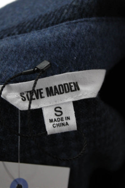 Steve Madden Mens Black Plaid Snap Collared Button-Up Jacket Long Sleeve Size S