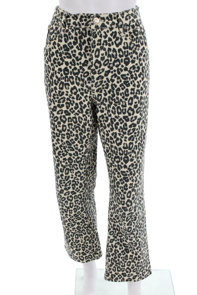 Zara Women Cropped Ankle Pants Beige Animal Print Size 34