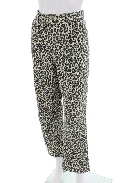 Zara Women Cropped Ankle Pants Beige Animal Print Size 34