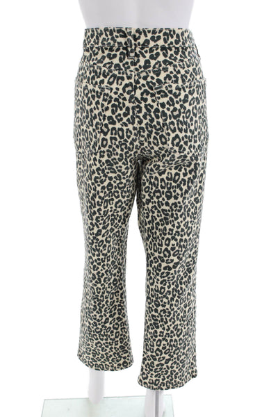 Zara Women Cropped Ankle Pants Beige Animal Print Size 34