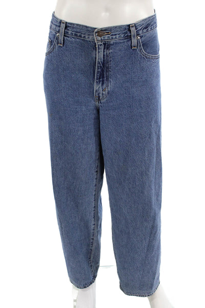 Levis Mens Cropped Wide-Leg Blue Jeans Button Size 32