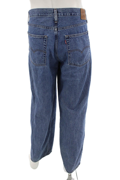 Levis Mens Cropped Wide-Leg Blue Jeans Button Size 32