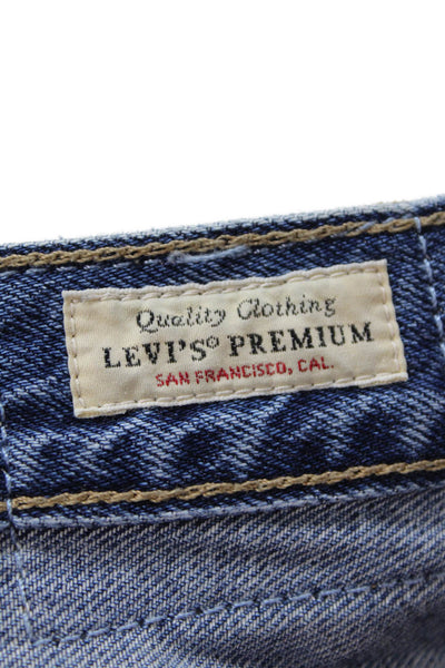 Levis Mens Cropped Wide-Leg Blue Jeans Button Size 32