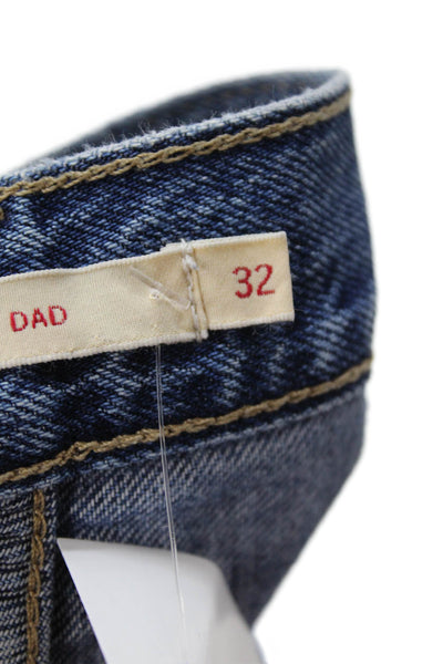 Levis Mens Cropped Wide-Leg Blue Jeans Button Size 32