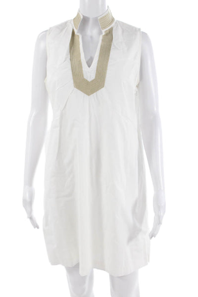 STS Sail To Sable, Womens Shift Dress White V-Neck Sleeveless Knee Size L