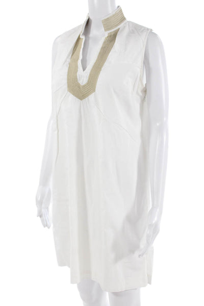 STS Sail To Sable, Womens Shift Dress White V-Neck Sleeveless Knee Size L