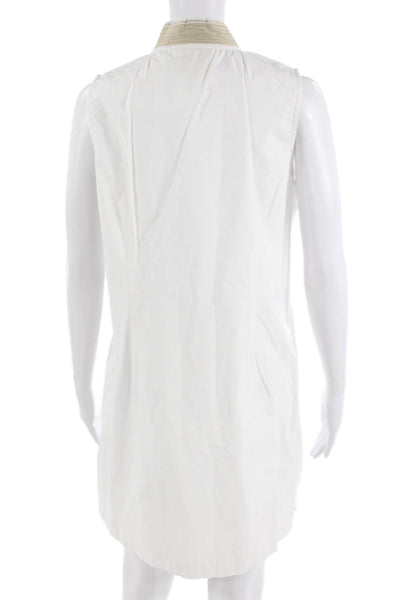 STS Sail To Sable, Womens Shift Dress White V-Neck Sleeveless Knee Size L