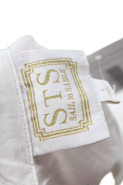 STS Sail To Sable, Womens Shift Dress White V-Neck Sleeveless Knee Size L