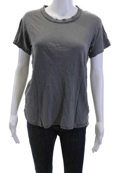 The Great Womens Basic T-Shirt Gray Solid Cotton Crew Neck Short Sleeve Size 1