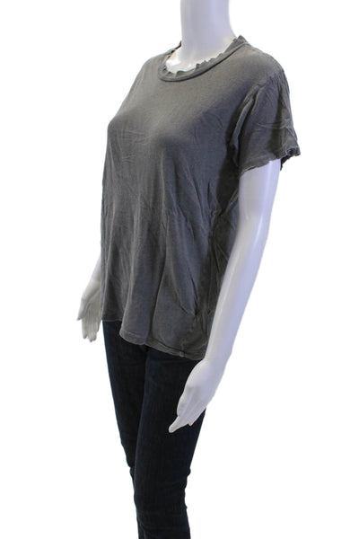 The Great Womens Basic T-Shirt Gray Solid Cotton Crew Neck Short Sleeve Size 1