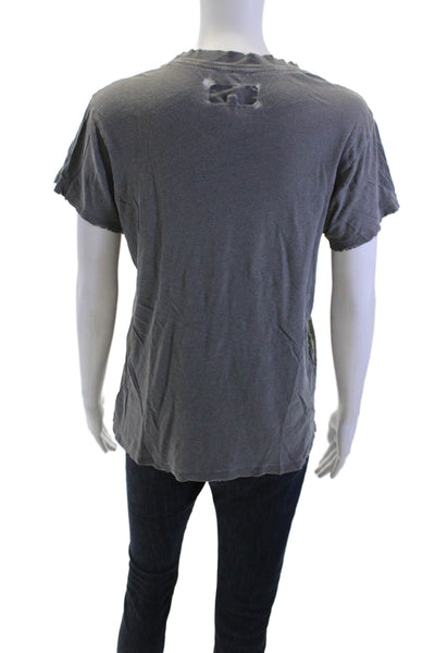 The Great Womens Basic T-Shirt Gray Solid Cotton Crew Neck Short Sleeve Size 1