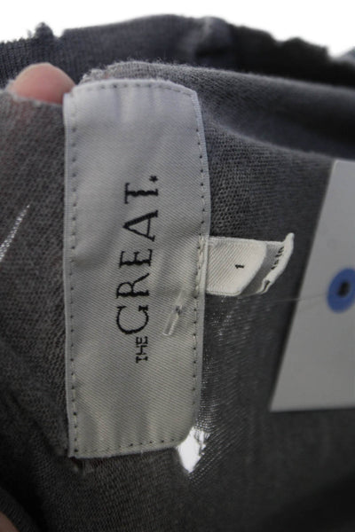 The Great Womens Basic T-Shirt Gray Solid Cotton Crew Neck Short Sleeve Size 1