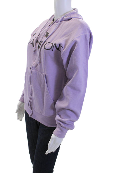 Blue & Cream Unisex Full-Zip Hoodie Purple Cotton Blend Bird Print Size S