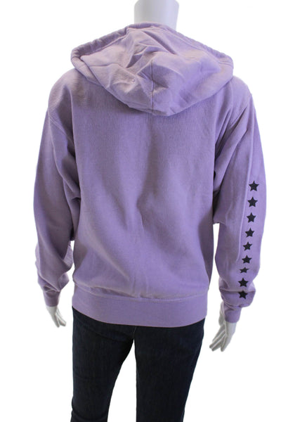 Blue & Cream Unisex Full-Zip Hoodie Purple Cotton Blend Bird Print Size S