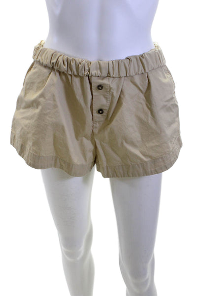 Zara Unisex Beige Cotton Beach Solid Button Shorts Size S