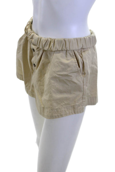 Zara Unisex Beige Cotton Beach Solid Button Shorts Size S