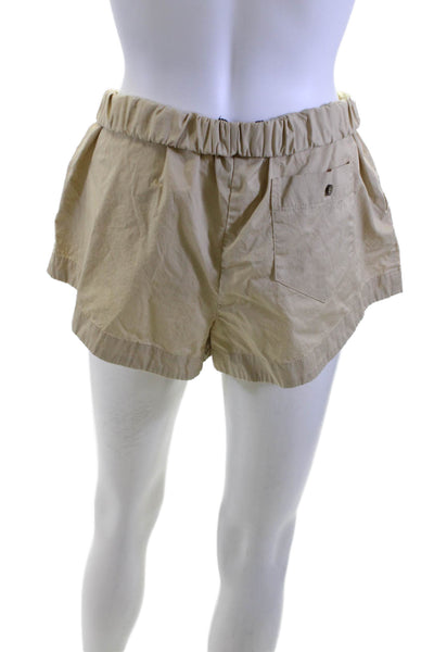 Zara Unisex Beige Cotton Beach Solid Button Shorts Size S