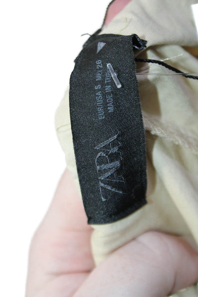 Zara Unisex Beige Cotton Beach Solid Button Shorts Size S