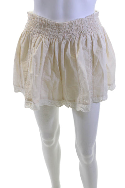 Zara Women Beige Peasant Mini Skirt 100% Cotton Size XS