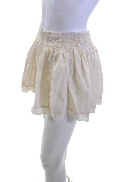 Zara Women Beige Peasant Mini Skirt 100% Cotton Size XS