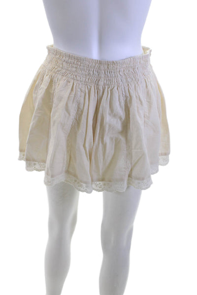 Zara Women Beige Peasant Mini Skirt 100% Cotton Size XS