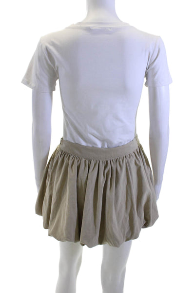 Zara Women Peasant Skirt Beige Short Size XS