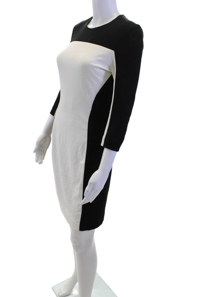 Cynthia Steffe Women Sheath Dress Black 3/4 Sleeve Crew Neck Mid-Calf Size 4