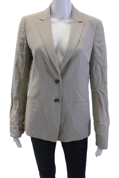 Ann Taylor Womens Pleated Long Sleeve Button Blazer Nude Size 04