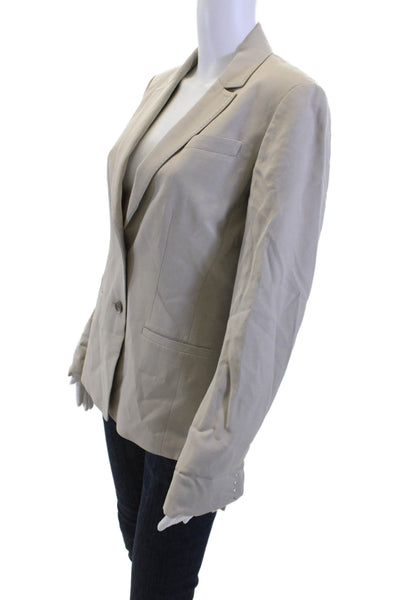 Ann Taylor Womens Pleated Long Sleeve Button Blazer Nude Size 04