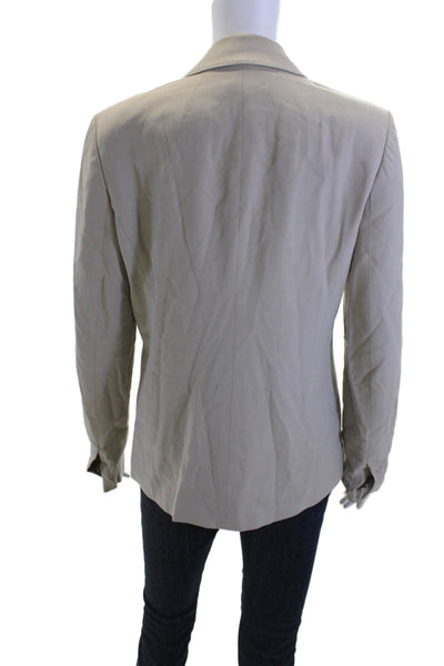 Ann Taylor Womens Pleated Long Sleeve Button Blazer Nude Size 04