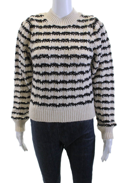MNG Unisex Pullover Striped Beige Crew Neck Acrylic Blend Size XS