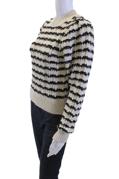 MNG Unisex Pullover Striped Beige Crew Neck Acrylic Blend Size XS
