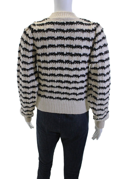 MNG Unisex Pullover Striped Beige Crew Neck Acrylic Blend Size XS