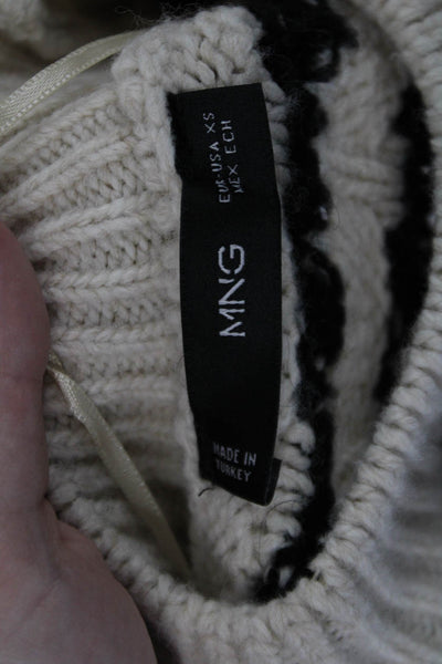 MNG Unisex Pullover Striped Beige Crew Neck Acrylic Blend Size XS