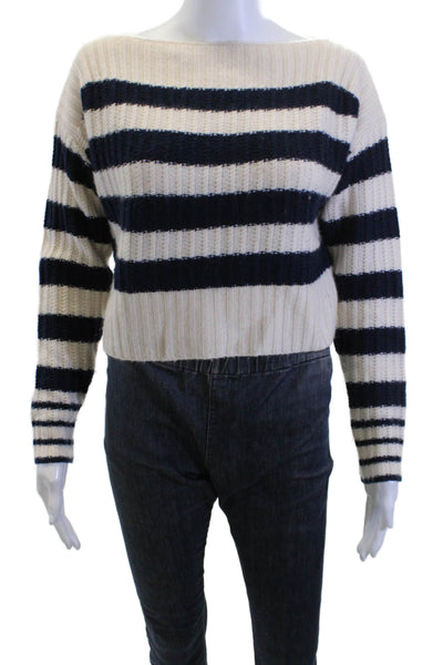 J Crew Women 100%Cashmere Striped Pullover Crewneck Long Sleeve Beige Size 2XS