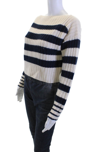 J Crew Women 100%Cashmere Striped Pullover Crewneck Long Sleeve Beige Size 2XS